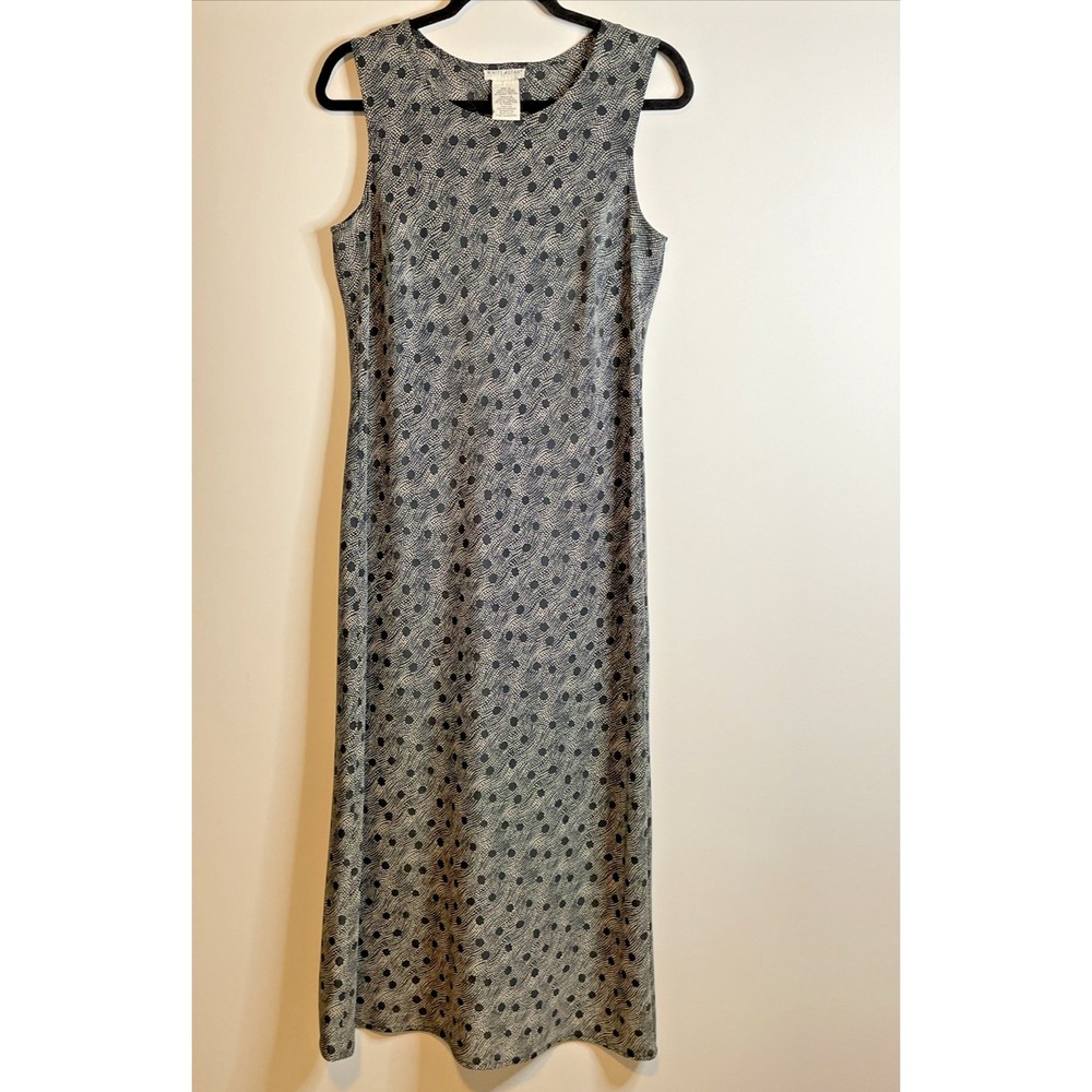 White Stag Size 12 Black Off White Polka Dot Sleeveless Maxi Dress